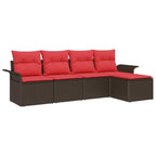 Gartensofa-set mit Kissen 5 pcs Braun Poly-Rattan