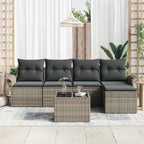Outdoor-Sofa mit Kissen 6 pcs Grau Poly-Rattan