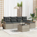 Outdoor-Sofa mit Kissen 6 pcs Hellgrau Poly-Rattan