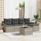 Outdoor-Sofa mit Kissen 6 pcs Hellgrau Poly-Rattan