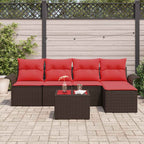 Gartensofa-set mit Kissen 6 pcs Braun Poly-Rattan
