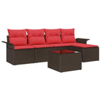 Gartensofa-set mit Kissen 6 pcs Braun Poly-Rattan