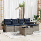 Gartensofa-set mit Kissen 6 pcs Grau Poly-Rattan