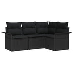 Gartensofa-set mit Kissen 4 pcs Schwarz Poly-Rattan