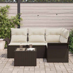 Gartensofa-set mit Kissen 5 pcs Braun Poly-Rattan