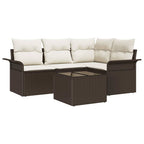 Gartensofa-set mit Kissen 5 pcs Braun Poly-Rattan