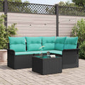 Gartensofa-set mit Kissen 5 pcs Schwarz Poly-Rattan