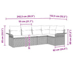 Gartensofa-set mit Kissen 5 pcs Braun Poly-Rattan