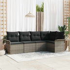 Gartensofa-set mit Kissen 5 pcs Grau Poly-Rattan