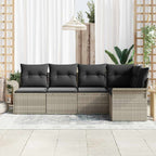 Gartensofa-set mit Kissen 5 pcs Poly-Rattan