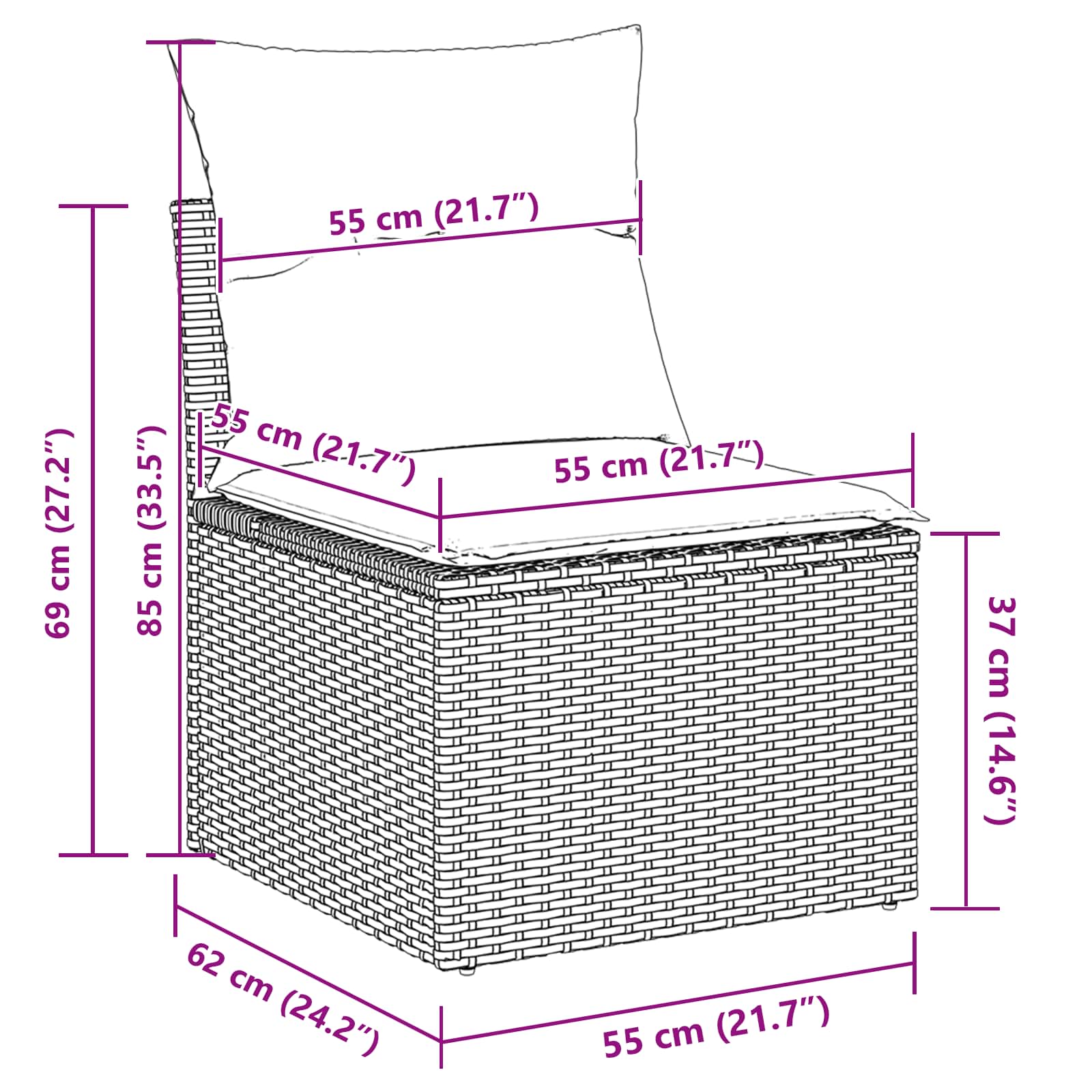 Gartensofa-set mit Kissen 5 pcs Braun Poly-Rattan