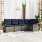 Gartensofa-set mit Kissen 5 pcs Grau Poly-Rattan