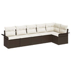 Gartensofa-set mit Kissen 6 pcs Braun Poly-Rattan