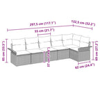 Gartensofa-set mit Kissen 6 pcs Hellgrau Poly-Rattan