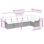 Gartensofa-set mit Kissen 6 pcs Grau Poly-Rattan