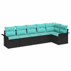 Gartensofa-set mit Kissen 6 pcs Schwarz Poly-Rattan