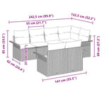 Gartensofa-set mit Kissen 7 pcs Braun Poly-Rattan
