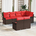 Gartensofa-set mit Kissen 7 pcs Braun Poly-Rattan