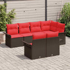 Gartensofa-set mit Kissen 7 pcs Braun Poly-Rattan