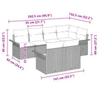 Gartensofa-set mit Kissen 7 pcs Braun Poly-Rattan