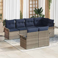 Gartensofa-set mit Kissen 7 pcs Grau Poly-Rattan
