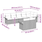 Gartensofa-set mit Kissen 8 pcs Schwarz Poly-Rattan