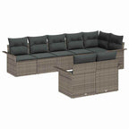 Gartensofa-set mit Kissen 8 pcs Grau Poly-Rattan
