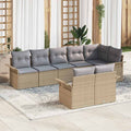 Gartensofa-set mit Kissen 8 pcs Beige Poly-Rattan