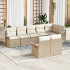 Gartensofa-set mit Kissen 8 pcs Beige Poly-Rattan