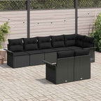 Gartensofa-set mit Kissen 8 pcs Schwarz Poly-Rattan