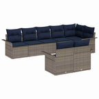 Gartensofa-set mit Kissen 8 pcs Grau Poly-Rattan