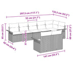 Gartensofa-set mit Kissen 8 pcs Schwarz Poly-Rattan