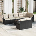 Gartensofa-set mit Kissen 9 pcs Schwarz Poly-Rattan
