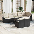 Gartensofa-set mit Kissen 9 pcs Schwarz Poly-Rattan
