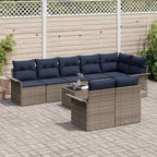 Gartensofa-set mit Kissen 9 pcs Grau Poly-Rattan