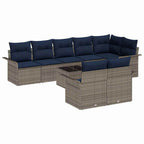 Gartensofa-set mit Kissen 9 pcs Grau Poly-Rattan
