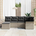 Gartensofa-set mit Kissen 6 pcs Hellgrau Poly-Rattan