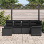 Gartensofa-set mit Kissen 6 pcs Schwarz Poly-Rattan