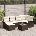 Gartensofa-set mit Kissen 7 pcs Braun Poly-Rattan