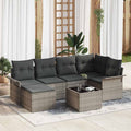 Gartensofa-set mit Kissen 7 pcs Grau Poly-Rattan