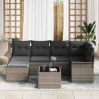 Gartensofa-set mit Kissen 7 pcs Grau Poly-Rattan