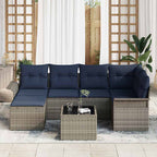 Gartensofa-set mit Kissen Grau Poly-Rattan