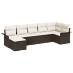 Gartensofa-set mit Kissen 7 pcs Braun Poly-Rattan
