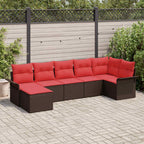 Gartensofa-set mit Kissen Braun Poly-Rattan