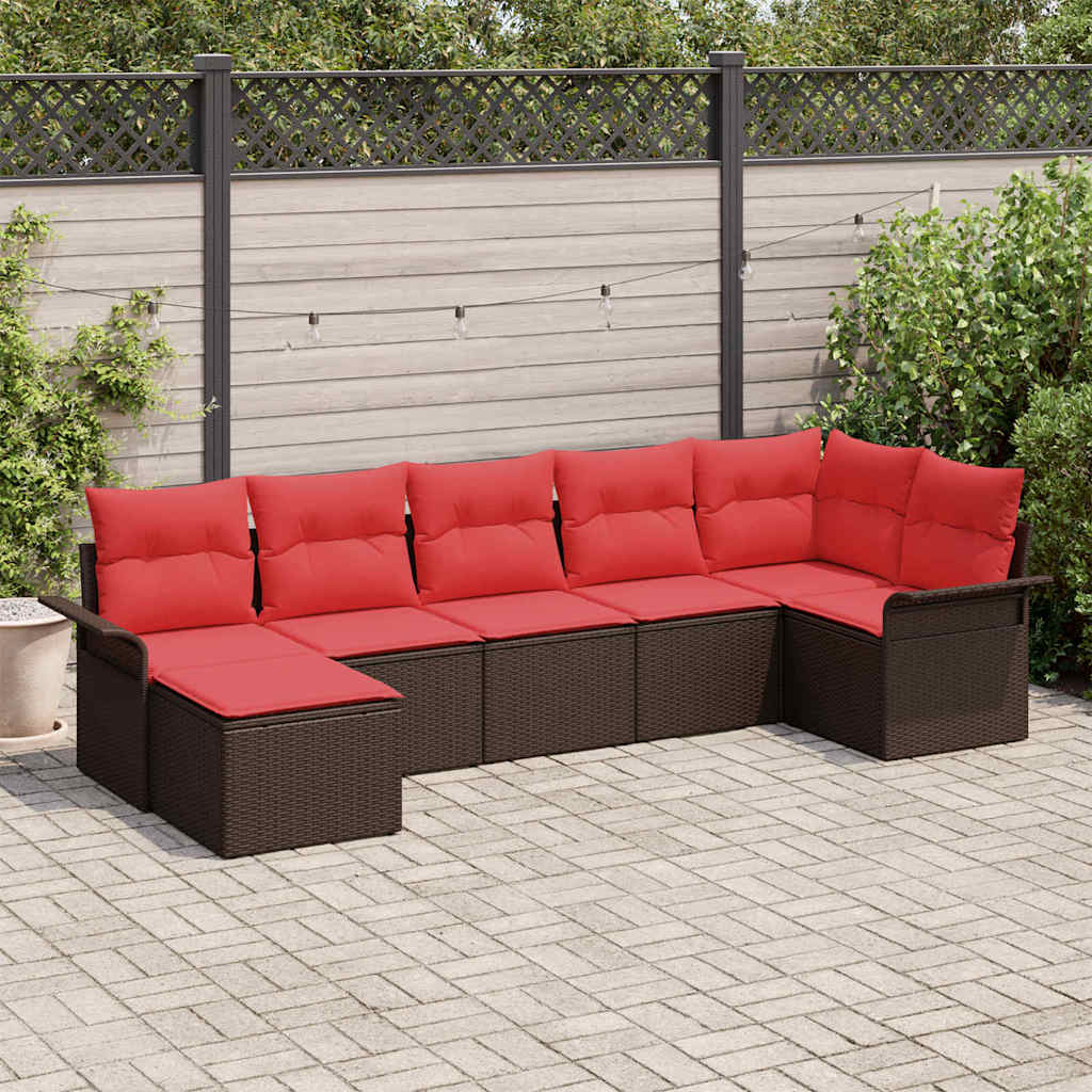 Gartensofa-set mit Kissen Braun Poly-Rattan