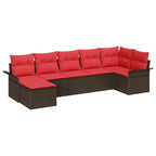 Gartensofa-set mit Kissen Braun Poly-Rattan