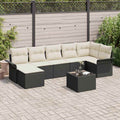 Gartensofa-set mit Kissen 8 pcs Schwarz Poly-Rattan