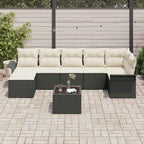 Gartensofa-set mit Kissen 8 pcs Schwarz Poly-Rattan