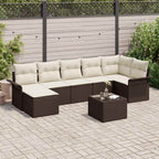 Gartensofa-set mit Kissen 8 pcs Braun Poly-Rattan