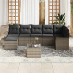 Gartensofa-set mit Kissen 8 pcs Grau Poly-Rattan